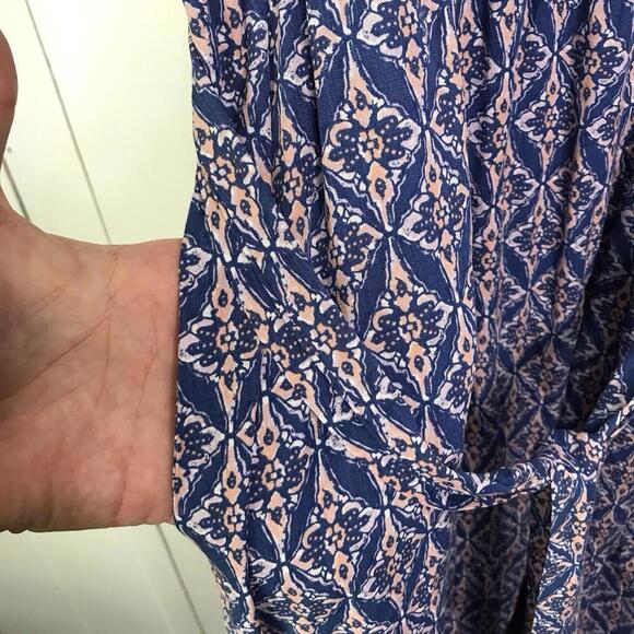 Lucky Brand Dress Womens Large Colorful Tie Waist Flutter Sleeve Midi Tie Waist - Picture 7 of 10